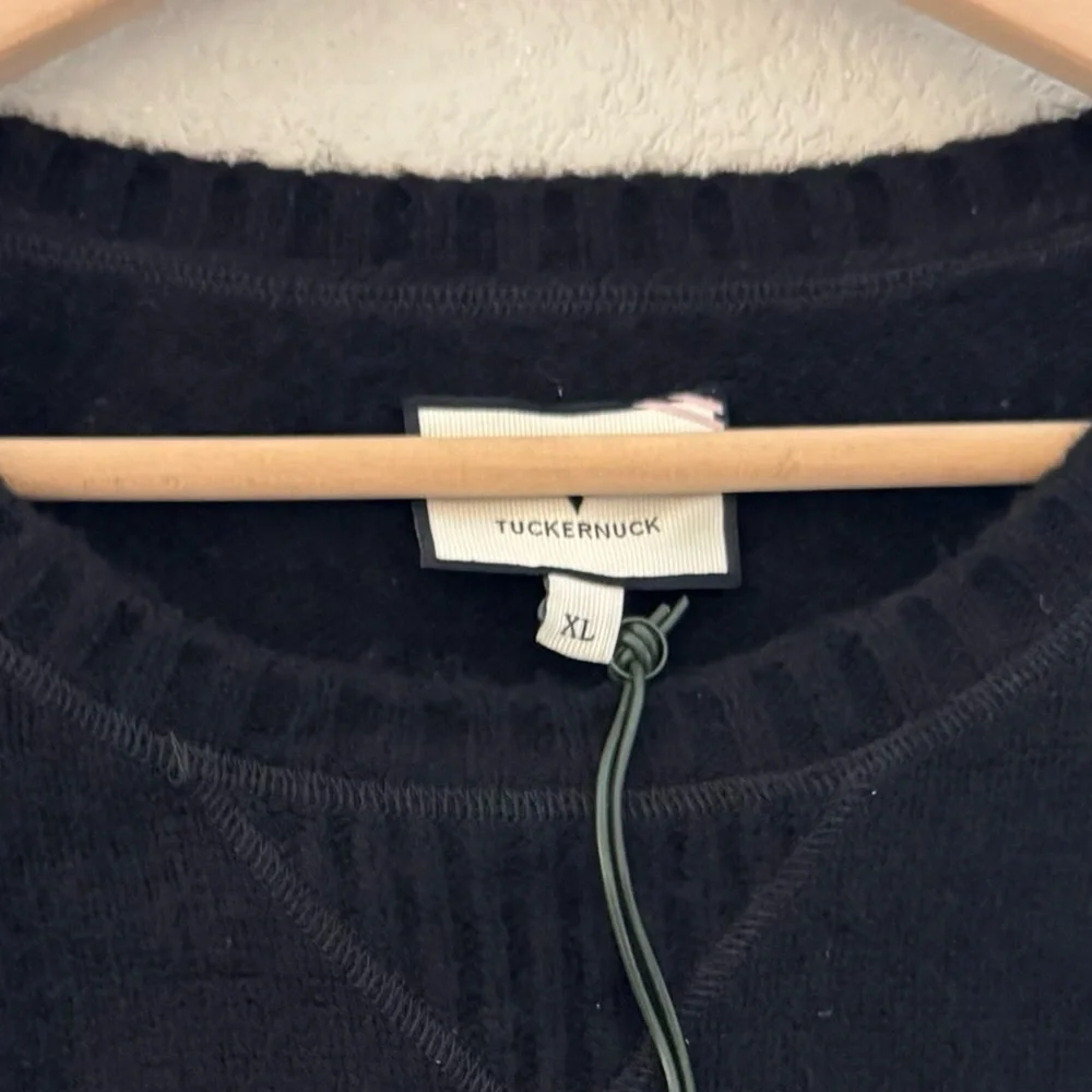 Tuckernuck Faris Pullover Sweater Womens XL Comfy Cozy Black Minimalist Chic NWT